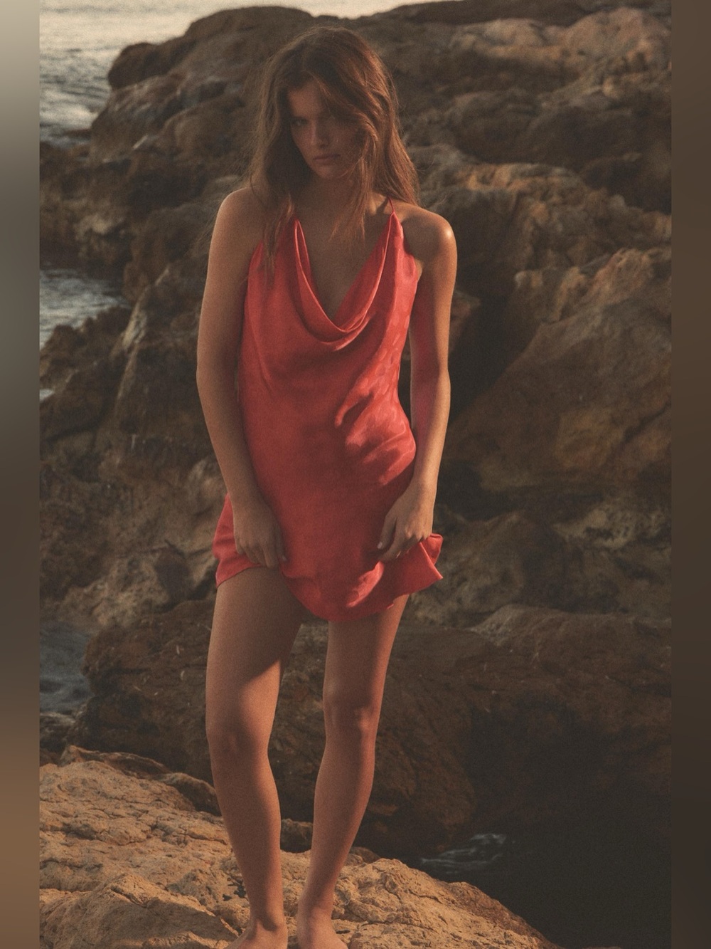 Zara Red Satin Polka Dot Backless Mini Slip Dress